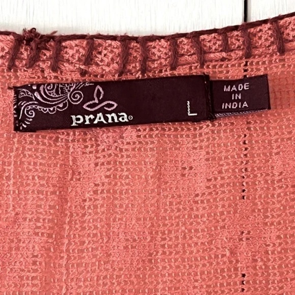 Prana | Coral Winnie Boho Mesh Lace Embroidered Peasant Top, Large - Picture 8 of 9